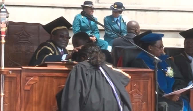 President Mugabe at the graduation ceremony